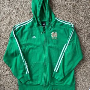 Adidas Mens Notre Dame Emerald Green Full-Zip Hoodie